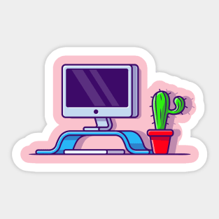 Workspace Cartoon Illustration Sticker